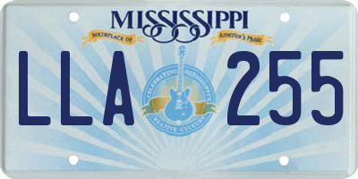 MS license plate LLA255