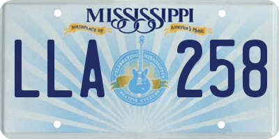 MS license plate LLA258