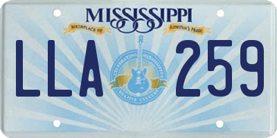 MS license plate LLA259