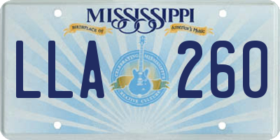 MS license plate LLA260