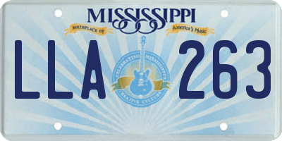 MS license plate LLA263