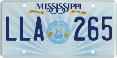 MS license plate LLA265