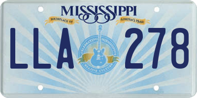 MS license plate LLA278