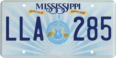 MS license plate LLA285
