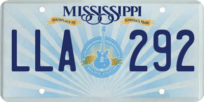 MS license plate LLA292