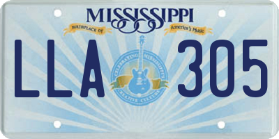 MS license plate LLA305