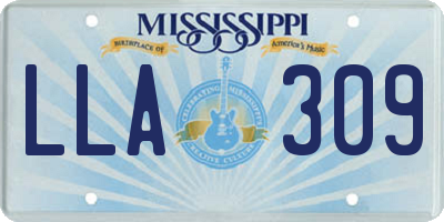 MS license plate LLA309