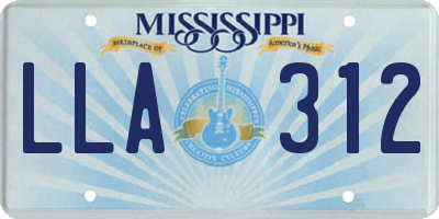 MS license plate LLA312