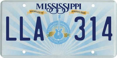 MS license plate LLA314