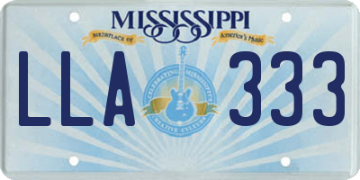MS license plate LLA333