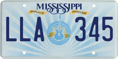 MS license plate LLA345