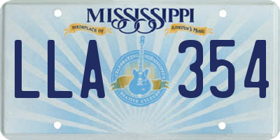 MS license plate LLA354