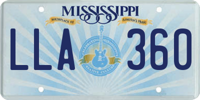 MS license plate LLA360