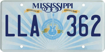 MS license plate LLA362