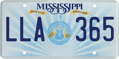 MS license plate LLA365