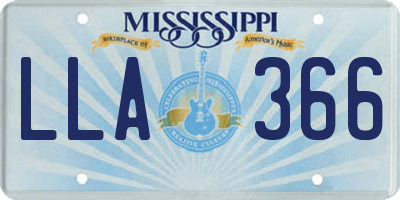 MS license plate LLA366