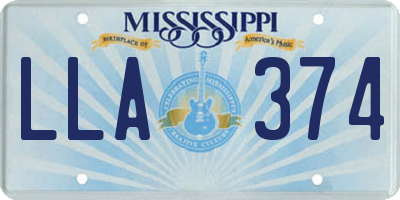 MS license plate LLA374