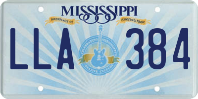 MS license plate LLA384