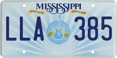 MS license plate LLA385