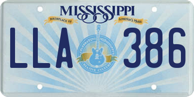 MS license plate LLA386