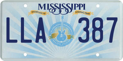 MS license plate LLA387