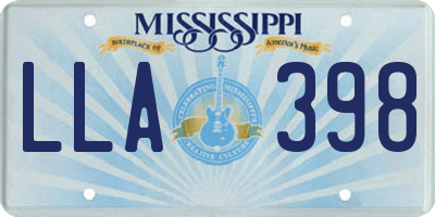 MS license plate LLA398