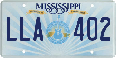 MS license plate LLA402