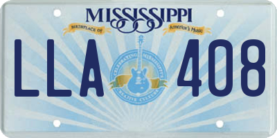 MS license plate LLA408