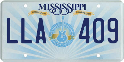MS license plate LLA409