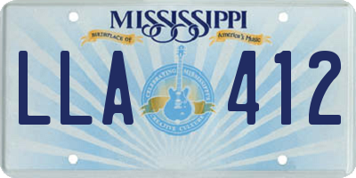 MS license plate LLA412