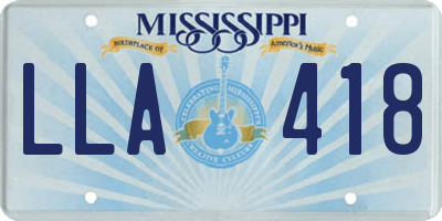 MS license plate LLA418