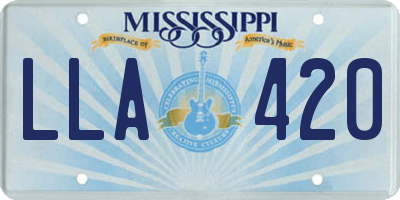 MS license plate LLA420