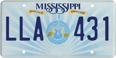 MS license plate LLA431