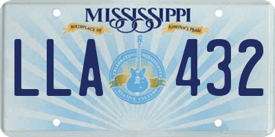 MS license plate LLA432