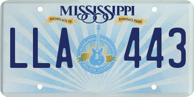 MS license plate LLA443