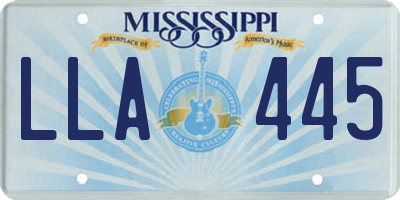 MS license plate LLA445