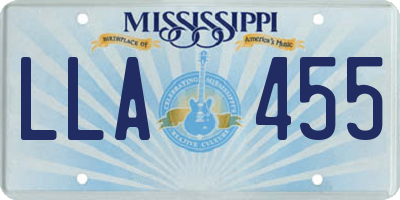 MS license plate LLA455