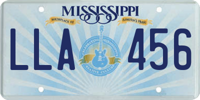 MS license plate LLA456