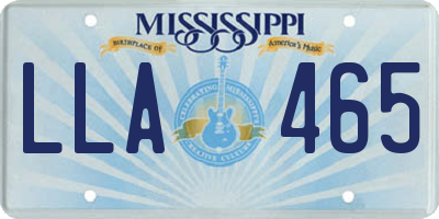MS license plate LLA465