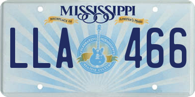 MS license plate LLA466