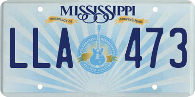 MS license plate LLA473