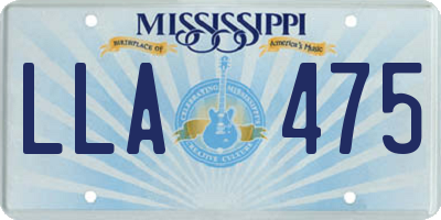 MS license plate LLA475