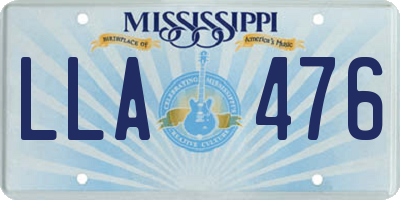 MS license plate LLA476
