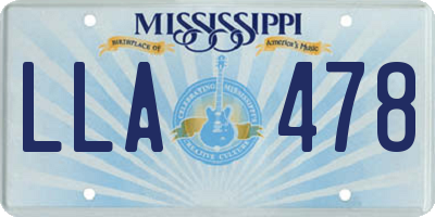 MS license plate LLA478
