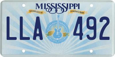 MS license plate LLA492