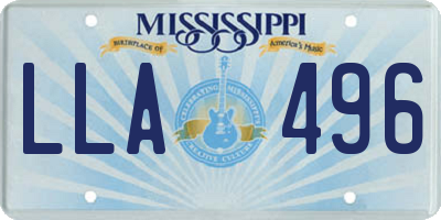 MS license plate LLA496
