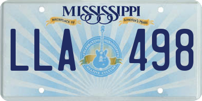 MS license plate LLA498