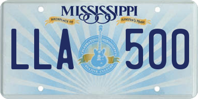 MS license plate LLA500