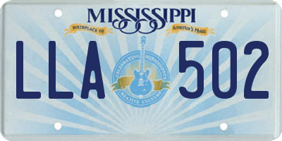 MS license plate LLA502