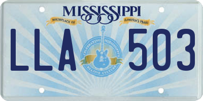 MS license plate LLA503